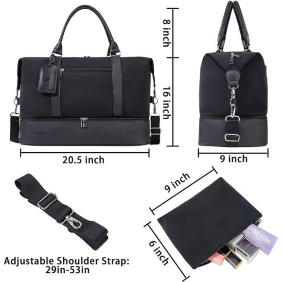 WeekenderBags For Women With ShoeCompartment LargeCapacity Travel Overnight Bags - Picture 3 of 7